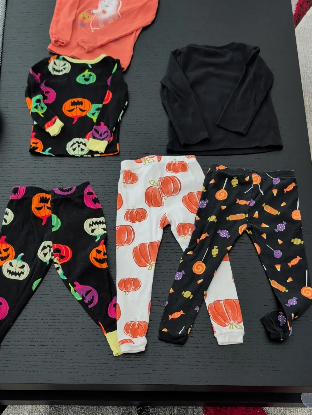 6 Piece Girl Toddler 2T Halloween Clothing Lot Pumpkins Glittery Ghost Candy